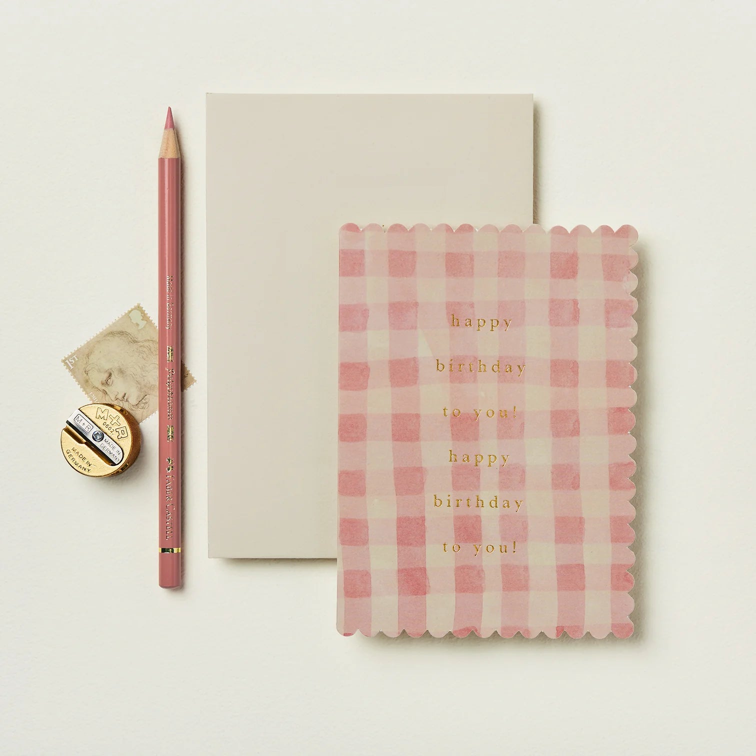 Carte à carreaux roses 'Happy birthday to you'