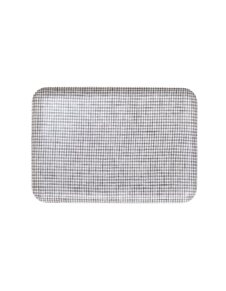 Linen Tray M - small grey checks
