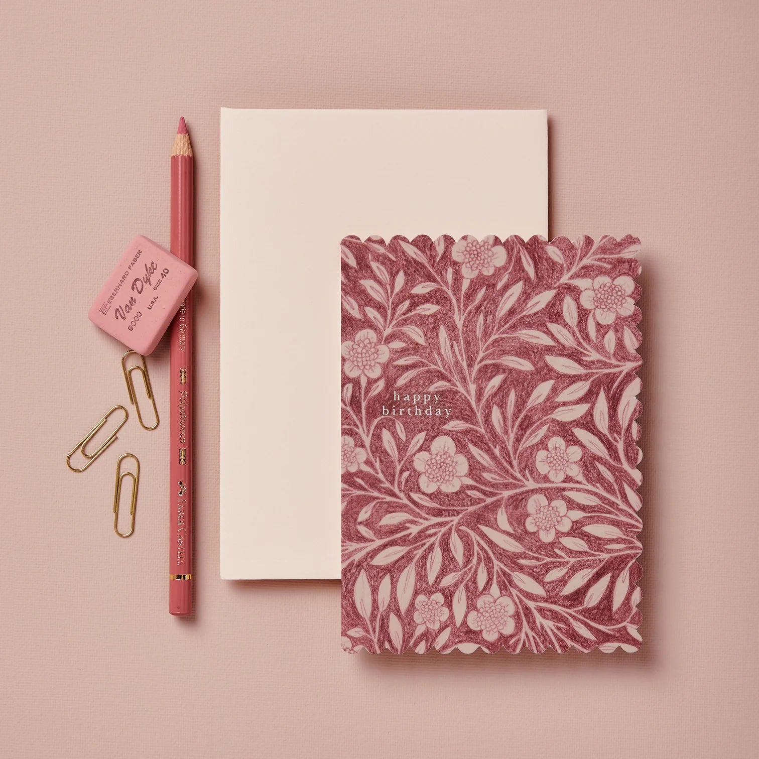 Carte florale rose 'Happy Birthday'