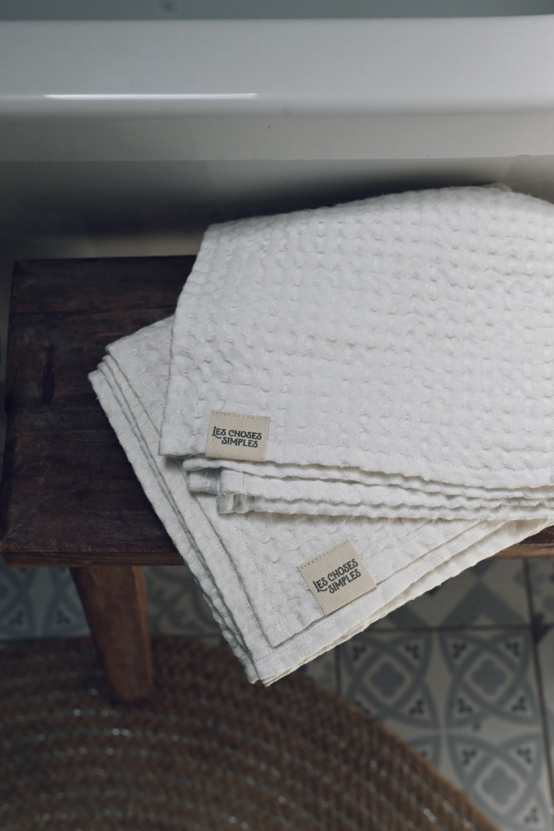 Honeycomb Linen & Cotton Towel "White" 70x140